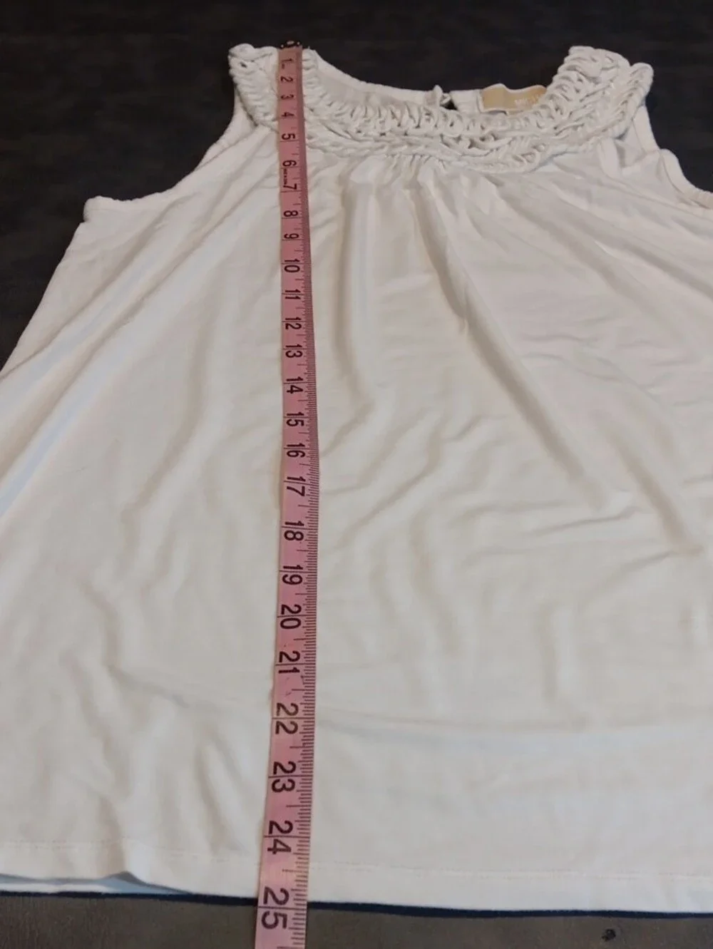 Michael Kors White Braided-Neck Sleeveless Tank